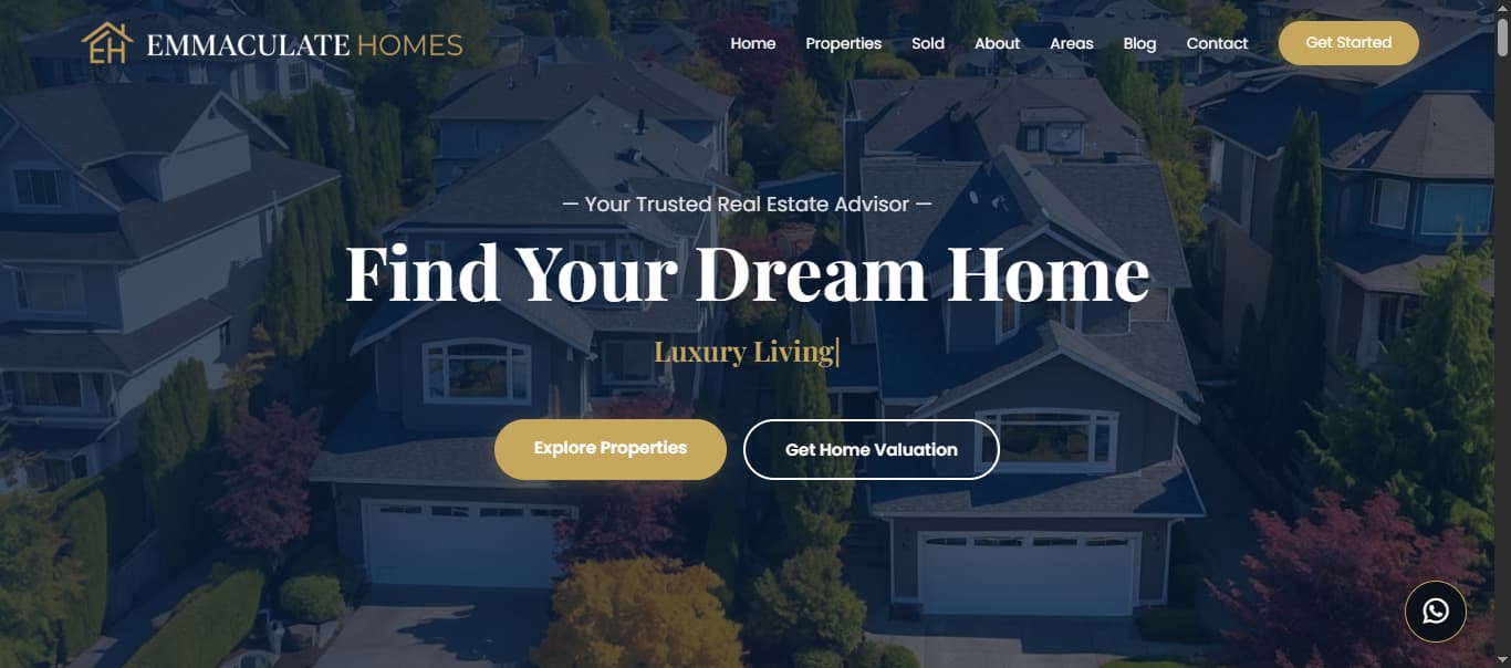 Website design preview for a local business client