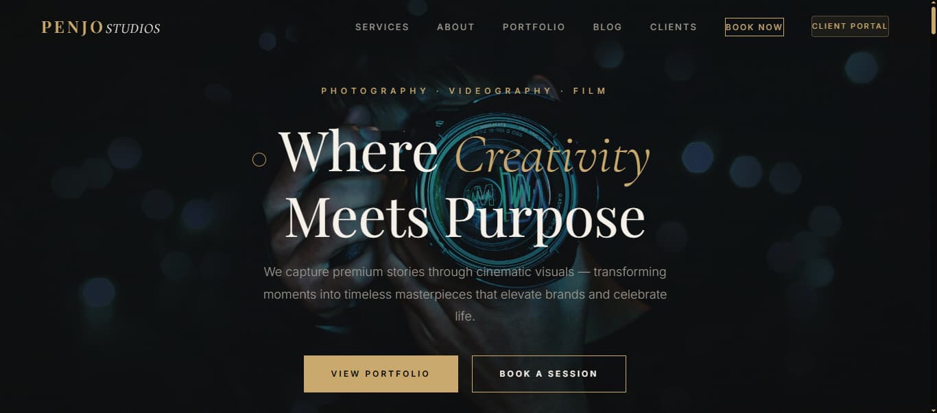 Penjo Studios website design — photography and creative studio website